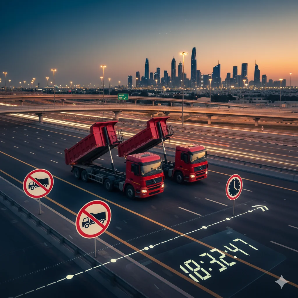 Truck movement restrictions timing Dubai Sharjah — transport company UAE compliance